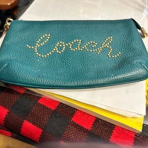 Coach Teal Leather Clutch